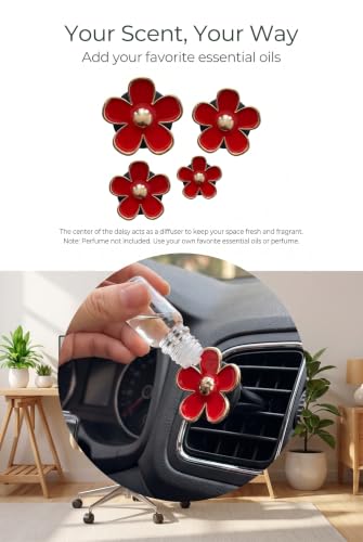 4 PCS Daisy Car Vent Clips, Cute Flower Car Air Vent - Product Imagery