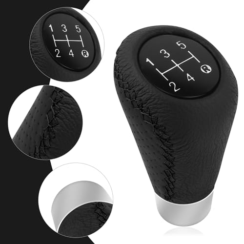 Car Gear Shift Knob with 4 Adaptive Parts,Leather 5 Speed Shift - Product Imagery
