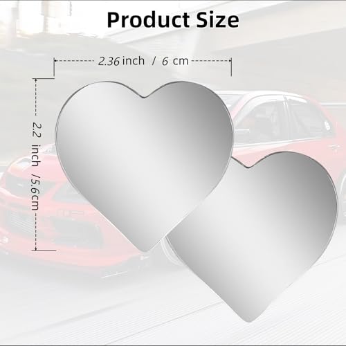 Heart Shaped Blind Spot Mirrors 2 Pack, Large Wide Angle Convex - Product Imagery