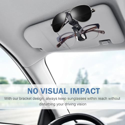 Sunglass Holder for Car Visor Clip, 2-in-1 One-handed Sunglass - Product Imagery