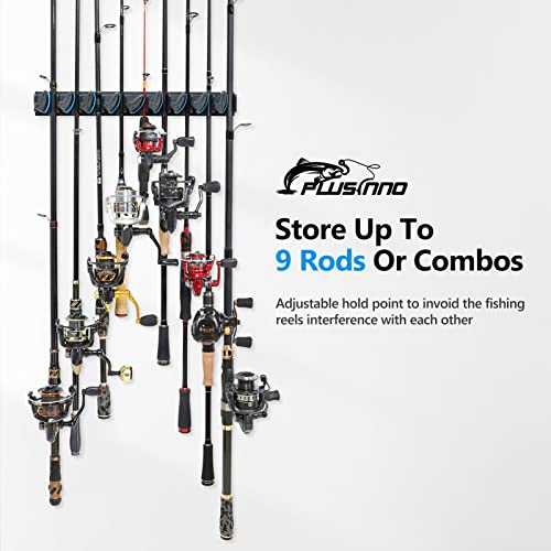 PLUSINNO V9 Vertical Fishing Rod Holder, Wall Mounted Fishing - Product Imagery