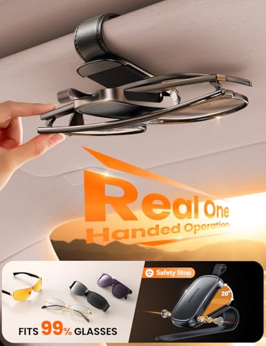 JOYROOM Magnetic Leather Sunglass Holder for Car Visor - Black - Product Imagery