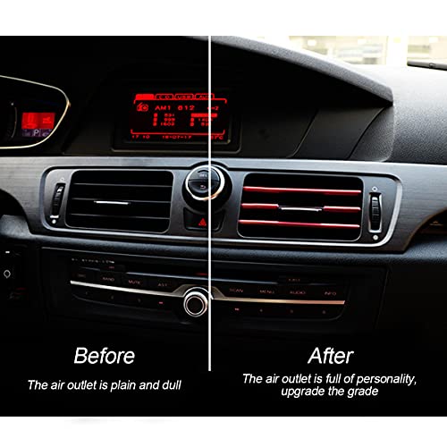 8sanlione 20PCS Waterproof Bendable Car Air Vent Trim Strips, Red - Product Imagery