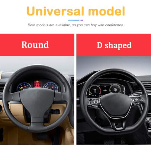 Osilly 15 Inch Rhinestone Leather Steering Wheel Cover, Black - Product Imagery