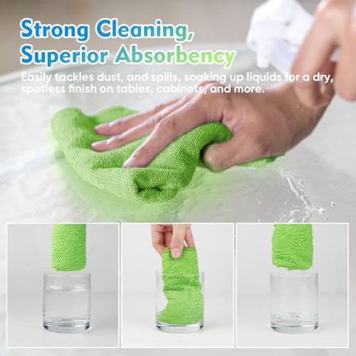 HOMEXCEL Green Microfiber Cleaning Cloth 12 Pack, 12.5 x 12.5 - Product Imagery