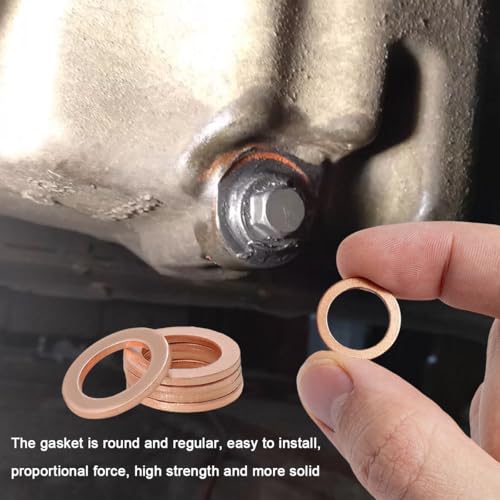 10 PCS Oil Drain Plug Gasket, 14mm Copper Coolant Seal Rings Car - Product Imagery