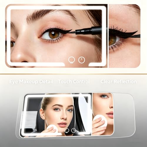 LED Car sun visor vanity mirror, equipped with 3x magnifying - Product Imagery