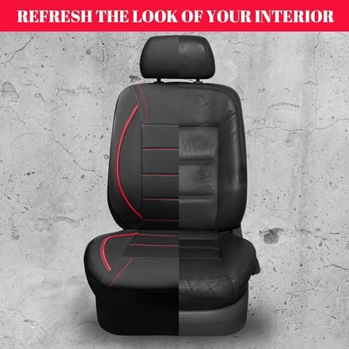 CAR PASS Universal FIT Piping Leather Two Front Seat Covers, - Product Imagery