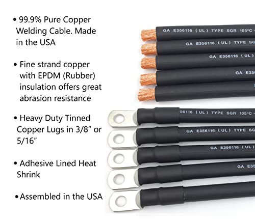 4 AWG Gauge Fully Assembled Battery Cables, 1-15ft Lengths, - Product Imagery
