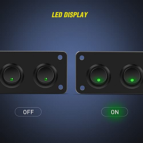 Nilight 5 Gang 3 Pin Rocker Switch Panel On Off SPST Toggle Green - Product Imagery