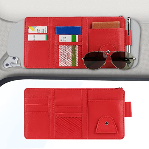 Red Car Sun Visor Organizer, Portable Card & Document Visor - Product Imagery