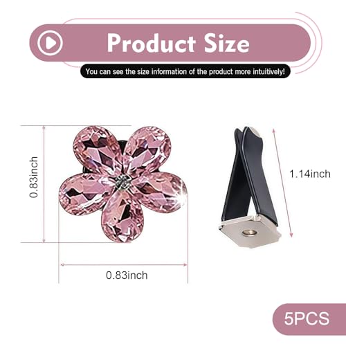 WZP 5PCS Bling Flower Car Air Vent Clips, Sparkling Crystal - Product Imagery