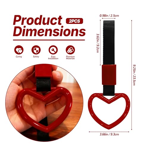 2 Pcs Heart Shaped Car Handle Strap – Drift Charm Rear Bumper - Product Imagery