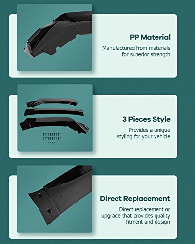 SCITOO 3PCS Black PP Front Bumper Body Kit Spoiler Chin Spoiler - Product Imagery