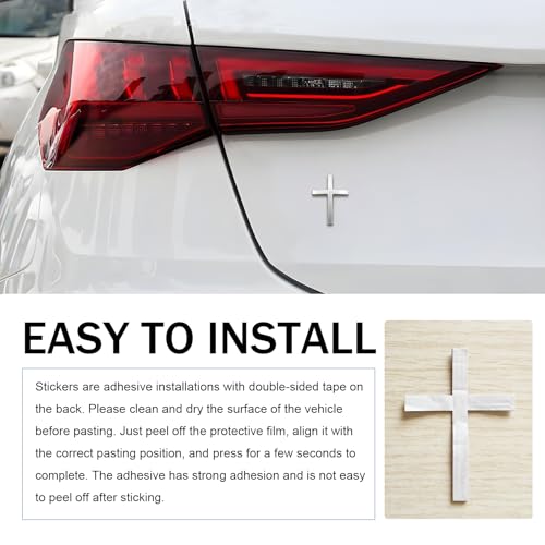 Metal Cross Badge Decal, 2.5"×1.8" Alloy 3D Cross Auto Decal, - Product Imagery
