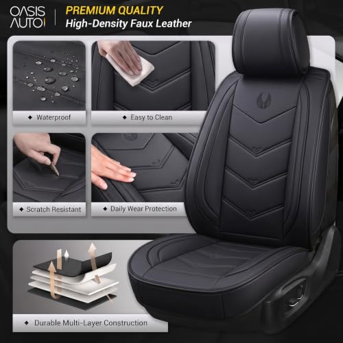 Seat Covers Full Set, Black Seat Covers for Cars 5 Seats, Car - Product Imagery