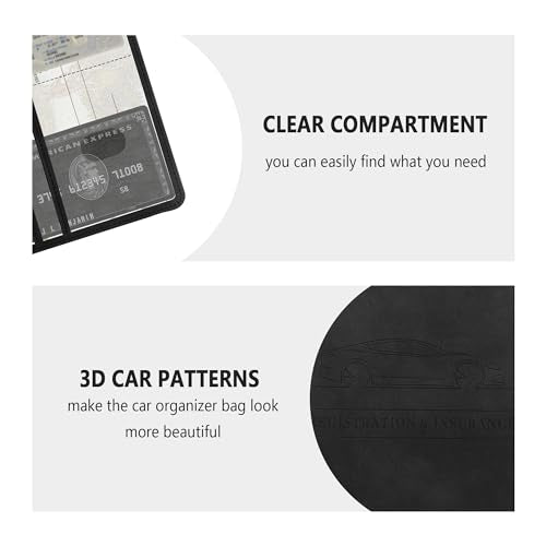 Car Registration and Insurance Holder,PU Leather Car Glove Box - Product Imagery