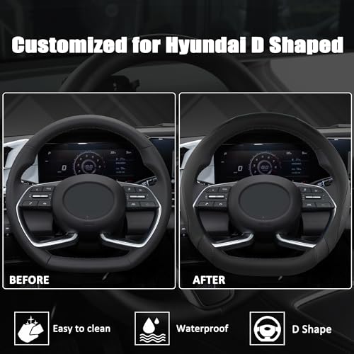 West Llama Flat Bottom Car Steering Wheel Cover for Hyundai,D - Product Imagery