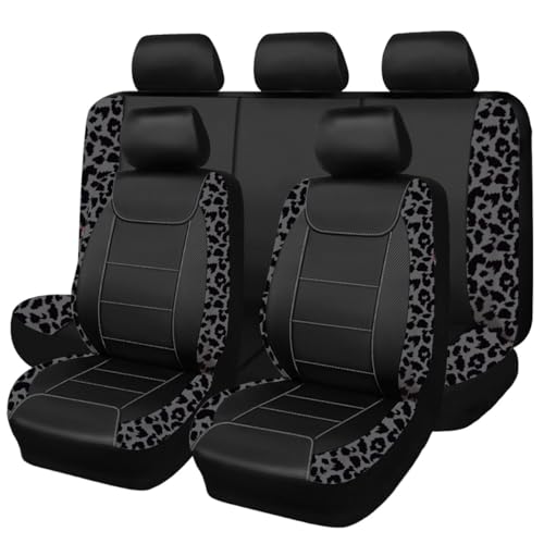 Flying Banner Carbon Fiber Leather Vehicle Seat Covers, Leopard - Product Imagery