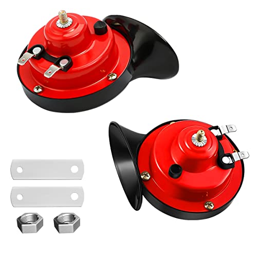 2PCS 12V Waterproof Air-Electric Snail Horn Kit, Red - Product Imagery