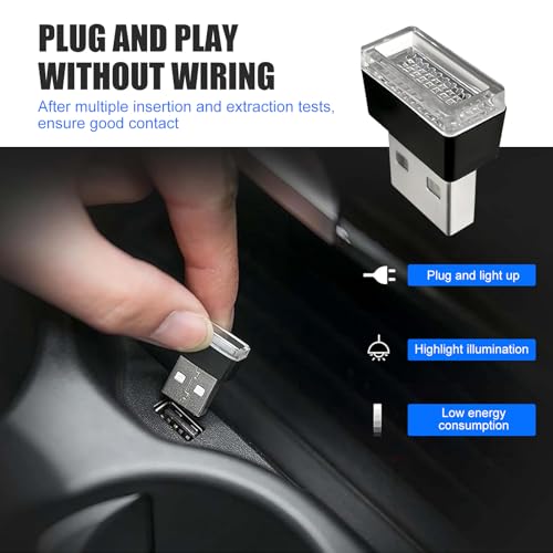 4 PCS USB LED Car Interior Atmosphere Lamp, Plug-in Auto Ambient - Product Imagery