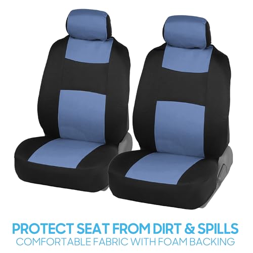 BDK PolyPro Car Seat Covers Full Set in Blue Gray on Black, - Product Imagery