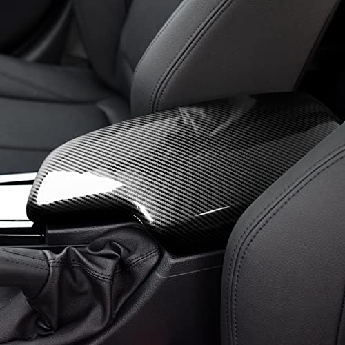 Car Armrest Cover Lid Storage Box Carbon Color ABS Trim fits for - Product Imagery
