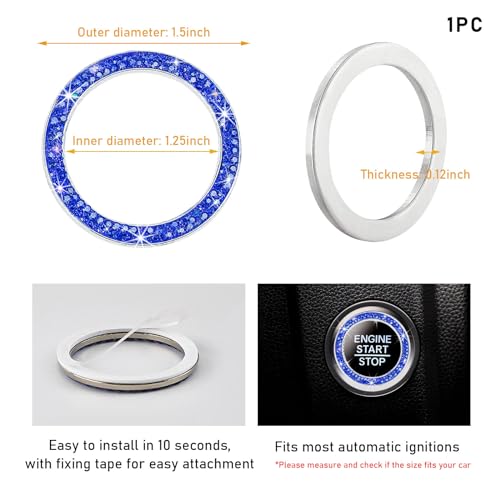 Kewucn Bling Crystal Double Rhinestone Car Engine Start - Product Imagery