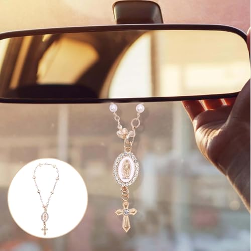 Steering Wheel Rosary Charm, Steering Wheel Accessory with - Product Imagery