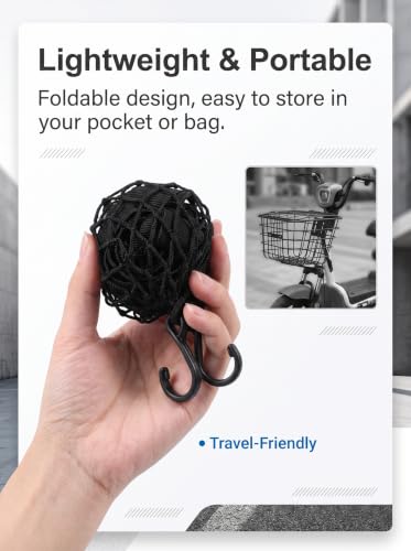 Motorcycle Cargo Net, 11" x 11.8" Small Elastic Storage Net, - Product Imagery