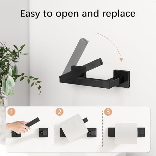 FEILERN Toilet Paper Holder Matte Black, Wall Mounted Pivoting - Product Imagery