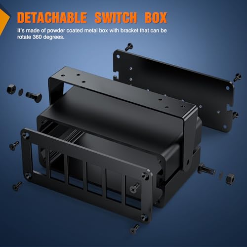 Nilight 6 Gang Rocker Switch Box Detachable Housing 6 Holes - Product Imagery