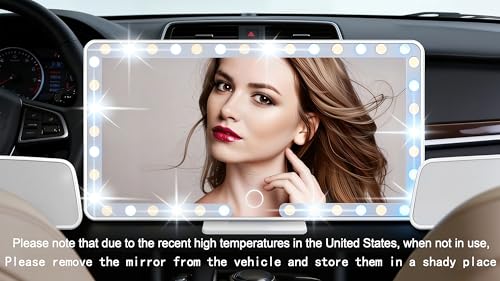 Car Sun Visor Vanity Mirror, 3 Light Modes & 60 LEDs, - Product Imagery