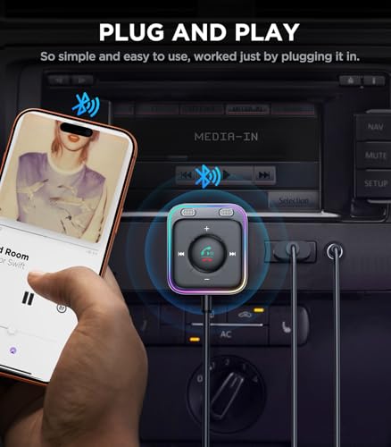 JOYROOM Bluetooth 6.0 AUX Car Adapter, Dual Mics Noise - Product Imagery