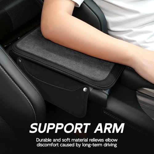 SINGARO Center Console Cover with 2 Side Pockets, Plush-Lined - Product Imagery