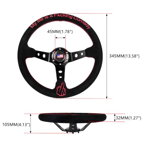 RASTP 13.6”/345mm Racing Steering Wheel 6 Bolts Steering Wheel - Product Imagery