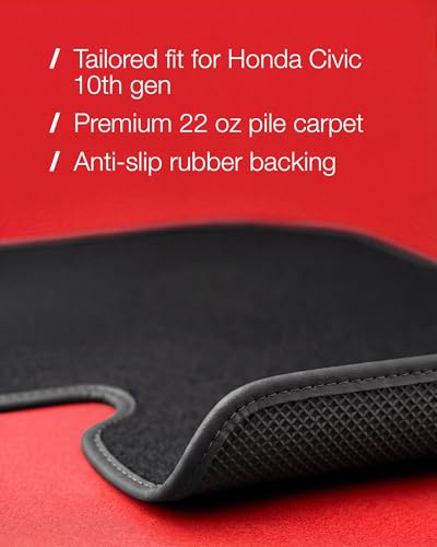 Floor Mats for Honda Civic 2016 2017 2018 2019 2020 2021 10th Gen - Product Imagery