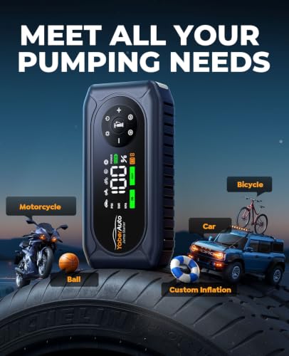 YaberAuto 5000A Car Jump Starter with Air Compressor, 150PSI - Product Imagery