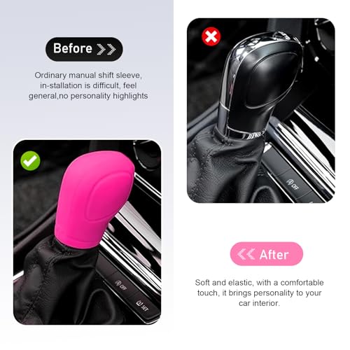 2PCS Car Gear Shift Knob Cover, Flexible Elastic Silicone Auto - Product Imagery