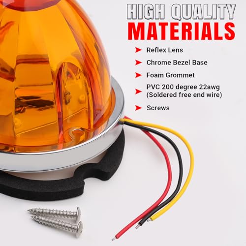 TMH 6 Pcs Watermelon Amber LED Strobe & Steady Marker Lights - Product Imagery