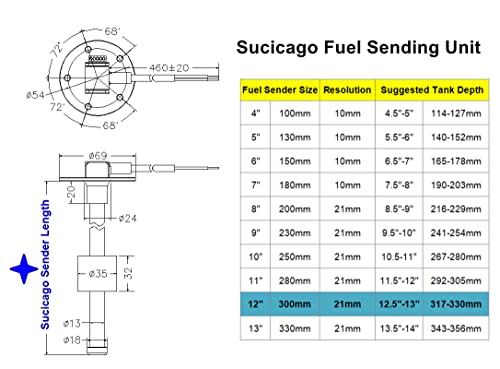 Fuel Sending Unit 240-33 Ohm 12"(300mm) Boat Float Sender - Product Imagery