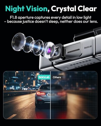 BOTSLAB 4 Channel 360° Dash Cam, 128GB Card, Voice Control, App - Product Imagery