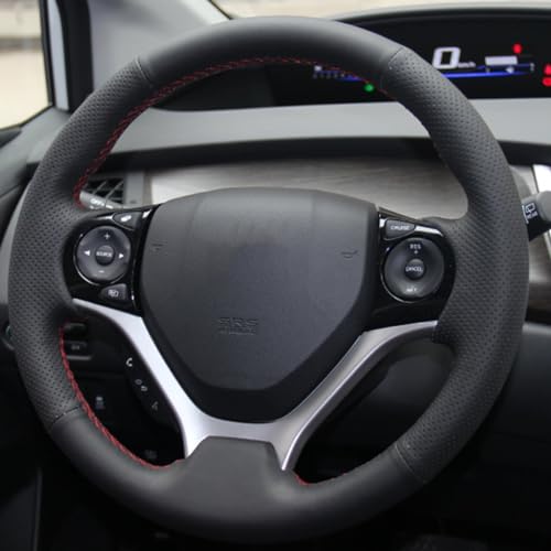 Loncky Carbon Fiber Black Genuine Leather Steering Wheel Cover - Product Imagery