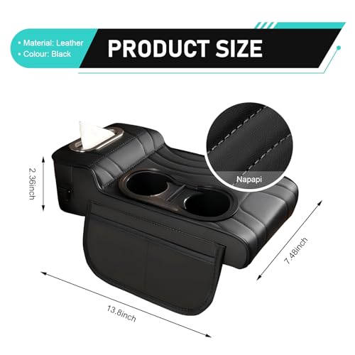 Car Center Console Cover, Microfiber Leather Car Armrest Cover, - Product Imagery