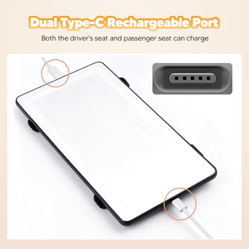 Car Sun Visor Vanity Mirror with Protective Cover, LED Makeup - Product Imagery