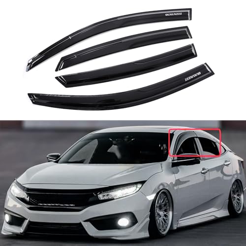Outside Mount Window Visors Rain Guards for Honda Civic 4Dr - Product Imagery