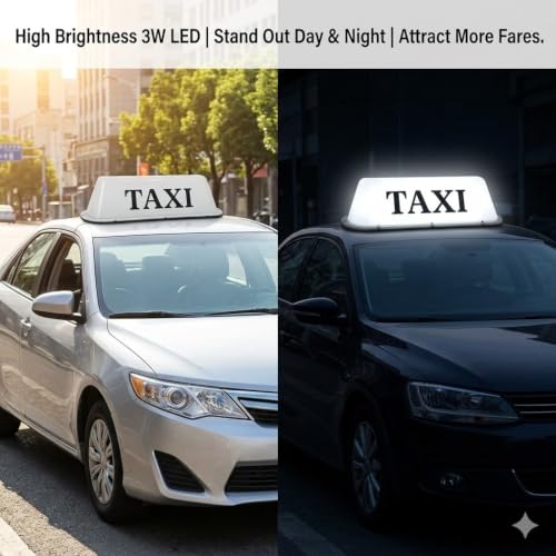 BADASS SHARKS Magnetic 12V Taxi Roof Top Sign Waterproof LED Cab - Product Imagery