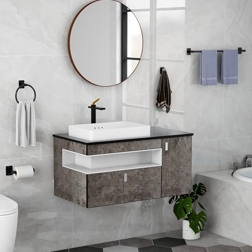 KLJKPA Black Bathroom Accessories Set, 4-Piece Bathroom Hardware - Product Imagery