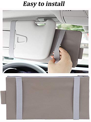 Gray Car Sun Visor Organizer, Multi-Purpose Auto Document - Product Imagery