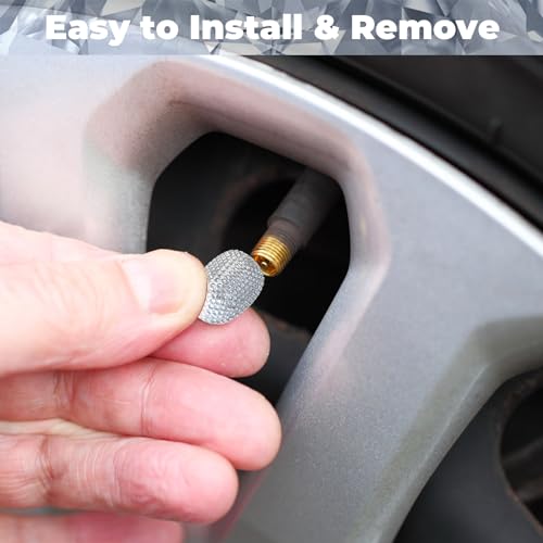 4Pcs Car Tire Valve Stem Caps Black Bling Tire Air Cap Car - Product Imagery
